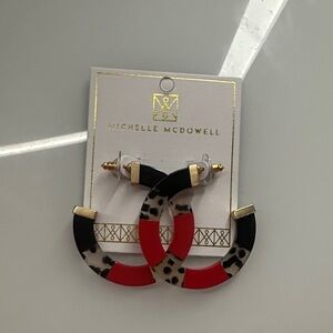 Michelle McDowell Leopard Pattern Hoop Earrings - Red and Black